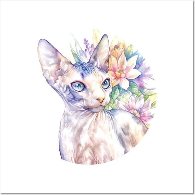 Sphynx with flowers Wall Art by AnnArtshock